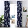 Lansemy Christmas Snowflake Blackout Door Curtain 80 Inches Long for Bedroom, Thermal Insulated Grommet Black Out Curtains Blue White Abstract Geometry Room Darkening Closet Curtain for Doorway view 4