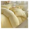 QuKan Bed, Bedding Sets Simple Solid Color Milk Flannel Duvet Cover Set Winter Thickened Warm Duvet Cover Sheet Pillowcase 4-Piece Bed Sheet Set view 2