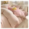 QuKan Bed, Bedding Sets Simple Solid Color Milk Flannel Duvet Cover Set Winter Thickened Warm Duvet Cover Sheet Pillowcase 4-Piece Bed Sheet Set view 4
