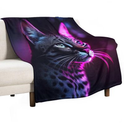 JHION Clever Animal Flannel Throw Blanket, Cat Fleece Cozy Blankets for All Seasons, Fuzzy Warm Bed Blanket Animal Blanket for Couch Bed Sofa 70"x80"