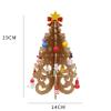 Meoliny Desktop Wooden Christmas Tree Decorations Small Christmas Tree Ornaments Miniature for Xmas Home Decor,Yellow view 2