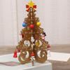Meoliny Desktop Wooden Christmas Tree Decorations Small Christmas Tree Ornaments Miniature for Xmas Home Decor,Yellow view 4
