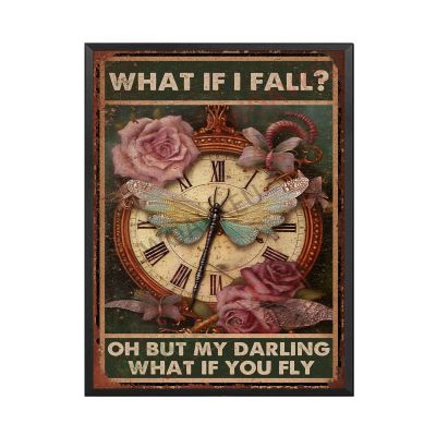 Aluminum Metal Tin Sign What If I Fall Oh But My Darling What If You Fly For Wall Art Home Decor Kitchen Cafe Pub 12.00"x16.00"Metal Frame