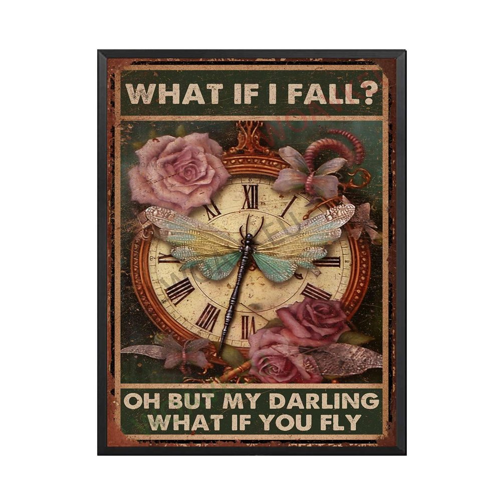 Aluminum Metal Tin Sign What If I Fall Oh But My Darling What If You Fly For Wall Art Home Decor Kitchen Cafe Pub 12.00"x16.00"Metal Frame