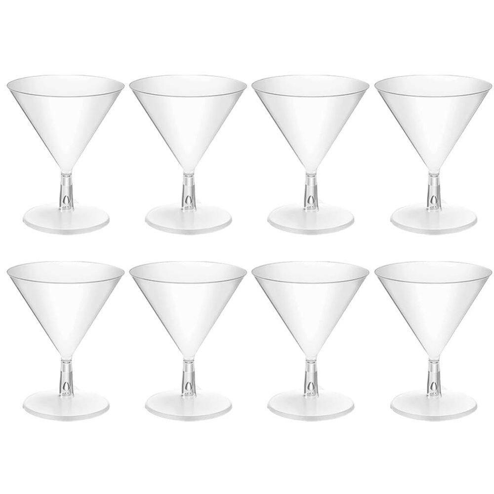 Kichvoe 8pcs Plastic Glasses 60ml 2 Oz Disposable Cocktail Glasses Unbreakable Reusable Dessert Cups Shot Glasses for Margarita Appetizers Wedding Party Bar