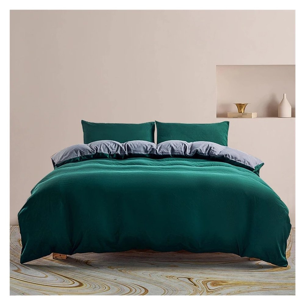 QuKan Bed, Duvet Cover Set, Soft Brushed Duvet Cover, Bedding Set with Zip Closure and Corner Protectors, 3-Piece Set
