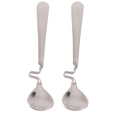 2pcs Stainless Steel Honey Spoons Jam Spoon with Curved Handle Metal for Condiment