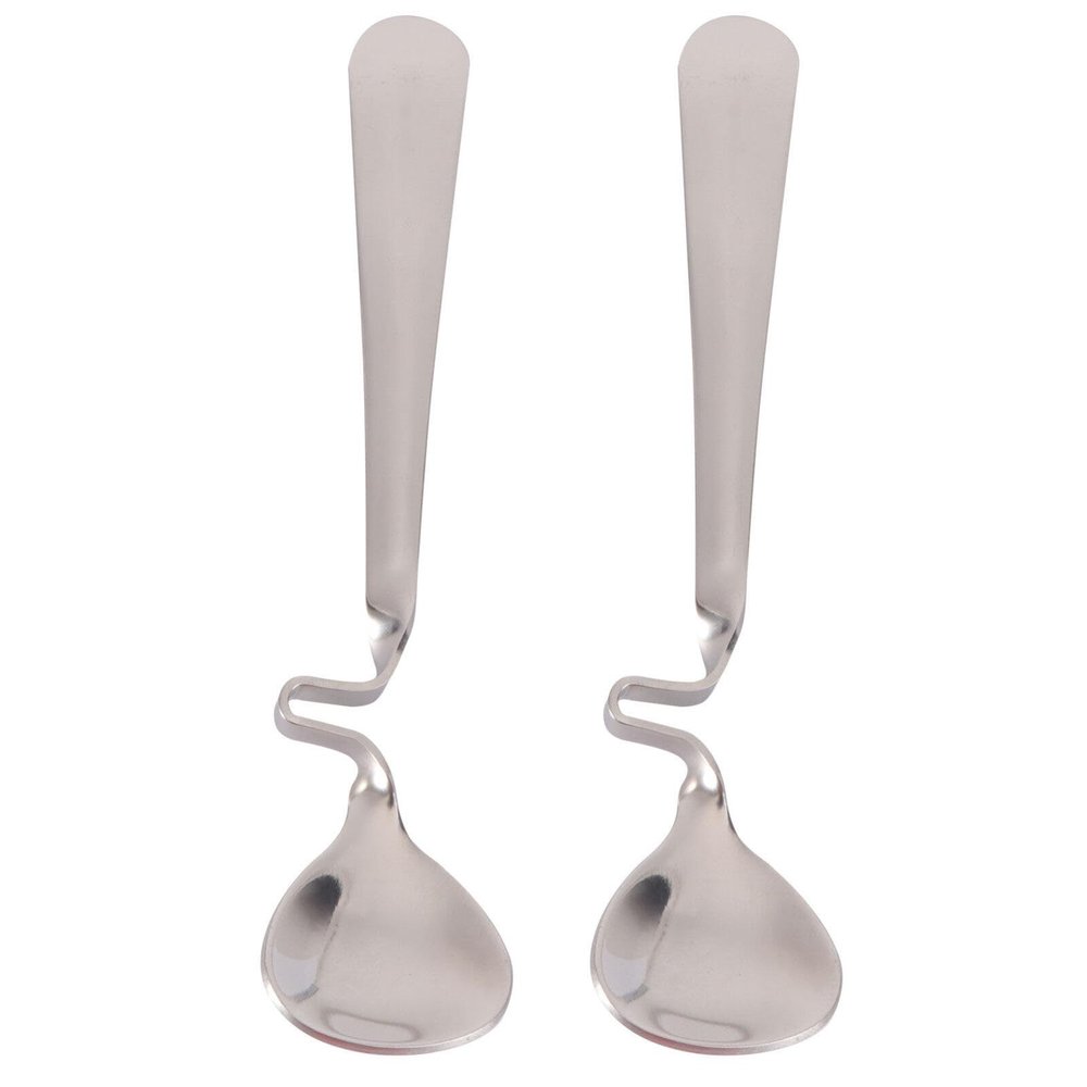 2pcs Stainless Steel Honey Spoons Jam Spoon with Curved Handle Metal for Condiment