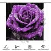 Beautiful Purple Roses 4 Pieces Shower Curtain Sets with Non-Slip Rugs, Toilet Lid Cover and Bath Mat, Rustic Retro Flowers Plants Bathroom Decor Set Waterproof Shower Curtains with 12 Hooks view 2