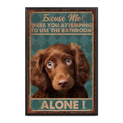 Aluminum Funky Tin Sign Dog Estylez Excuse Me! For Home Decor Lover Gifts Wall Decor 8.00"x12.00"Metal Frame