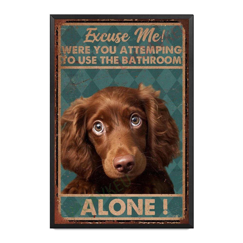 Aluminum Funky Tin Sign Dog Estylez Excuse Me! For Home Decor Lover Gifts Wall Decor 8.00"x12.00"Metal Frame