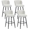 BESTANO Modern Sherpa Counter Barstools with Mid Back, 30 Inch Bar Stools with Black Metal Frame, Breakfast Upholstered Barstools for Kitchen Island Stool, Set of 4, White view 1