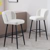BESTANO Modern Sherpa Counter Barstools with Mid Back, 30 Inch Bar Stools with Black Metal Frame, Breakfast Upholstered Barstools for Kitchen Island Stool, Set of 4, White view 2