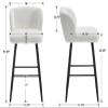 BESTANO Modern Sherpa Counter Barstools with Mid Back, 30 Inch Bar Stools with Black Metal Frame, Breakfast Upholstered Barstools for Kitchen Island Stool, Set of 4, White view 3