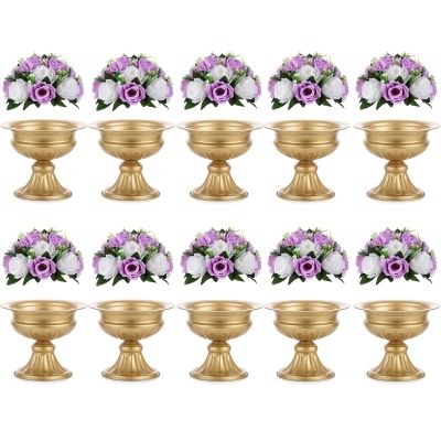 NUPTIO 10 Pcs Wedding Vase & 10 Pcs Artificial Flowers Set for Wedding Centerpieces for Tables