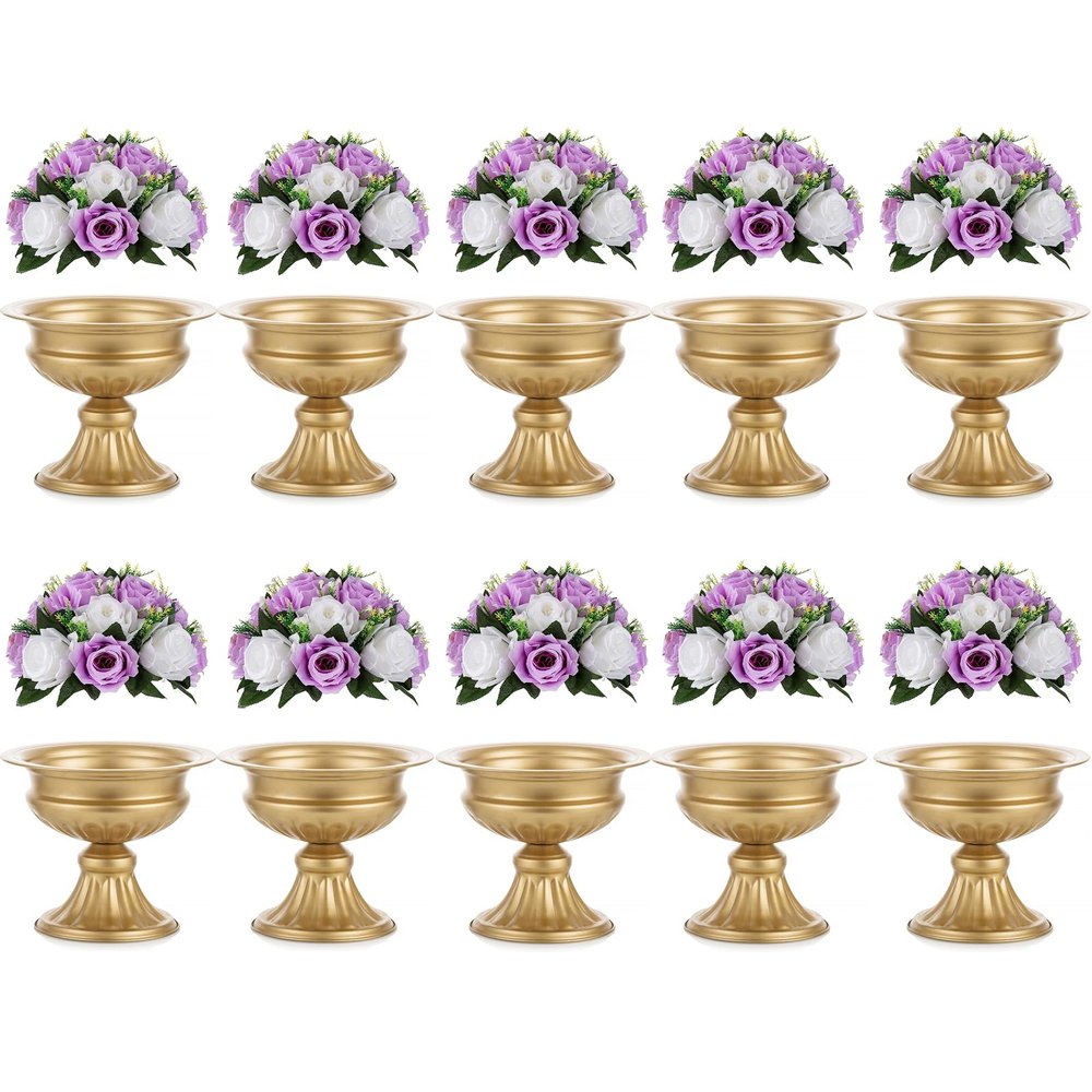 NUPTIO 10 Pcs Wedding Vase & 10 Pcs Artificial Flowers Set for Wedding Centerpieces for Tables