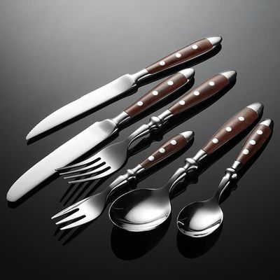 24 PCS Utensil Sets Silverware Set Rivet Handle Flatware Set for 4 Cutlery Set 18/8 Stainless Steel include Steak Knives Forks Spoons Knives Teaspoons Dessert Fork Thanksgiving Christmas Durable