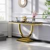 46'' Marble Console Table,Modern Luxury Long Narrow Console Entryway Table Hallway Table with Gold U-Shape Stainless Steel Base and Marble Tabletop,Sofa Table for Living Room, Bedroom view 3