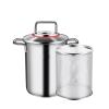 3.5/5.5L Stainless Steel Asparagus Pot with Strainer Basket and Lid - Deep Fryer/Frying Pot Vegetable Steamer Cooker Pasta Pot for Boiled Eggs, Shrimp and Fries, Fish, and Chicken (5.5L) view 1