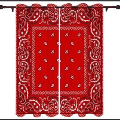 TOARTE Vintage Paisley Pattern Red 3D Printed Drapes, Flower Headscarf Eyelet Privacy Curtain, Grommet Thermal Insulated Window Curtain for Bedroom Living Room Door Decor - 72x108in