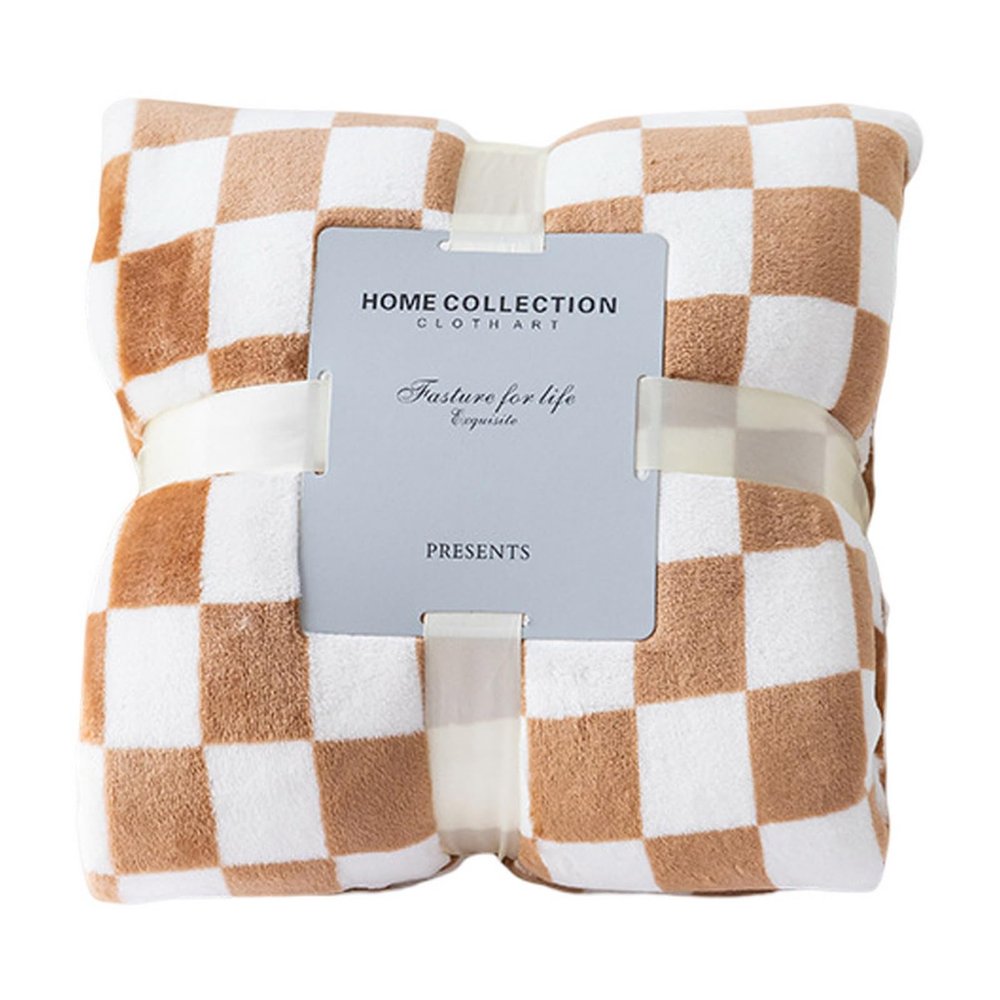 clinmday Checkerboard Design Throw Blanket,Women's Fleece Plush Throw Blanket,Soft Warm Plush Throw Blanket for Home Chair Sofa Couch Camping Travel Khaki L