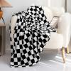 clinmday Checkerboard Design Throw Blanket,Women's Fleece Plush Throw Blanket,Soft Warm Plush Throw Blanket for Home Chair Sofa Couch Camping Travel Khaki L view 3