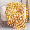 clinmday Checkerboard Design Throw Blanket,Women's Fleece Plush Throw Blanket,Soft Warm Plush Throw Blanket for Home Chair Sofa Couch Camping Travel Khaki L view 4
