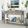 Console Table with 3 Top Drawers and 1 Open Bottom Shelf, Sofa Table for Living Room, Gray view 1