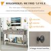 Console Table with 3 Top Drawers and 1 Open Bottom Shelf, Sofa Table for Living Room, Gray view 4