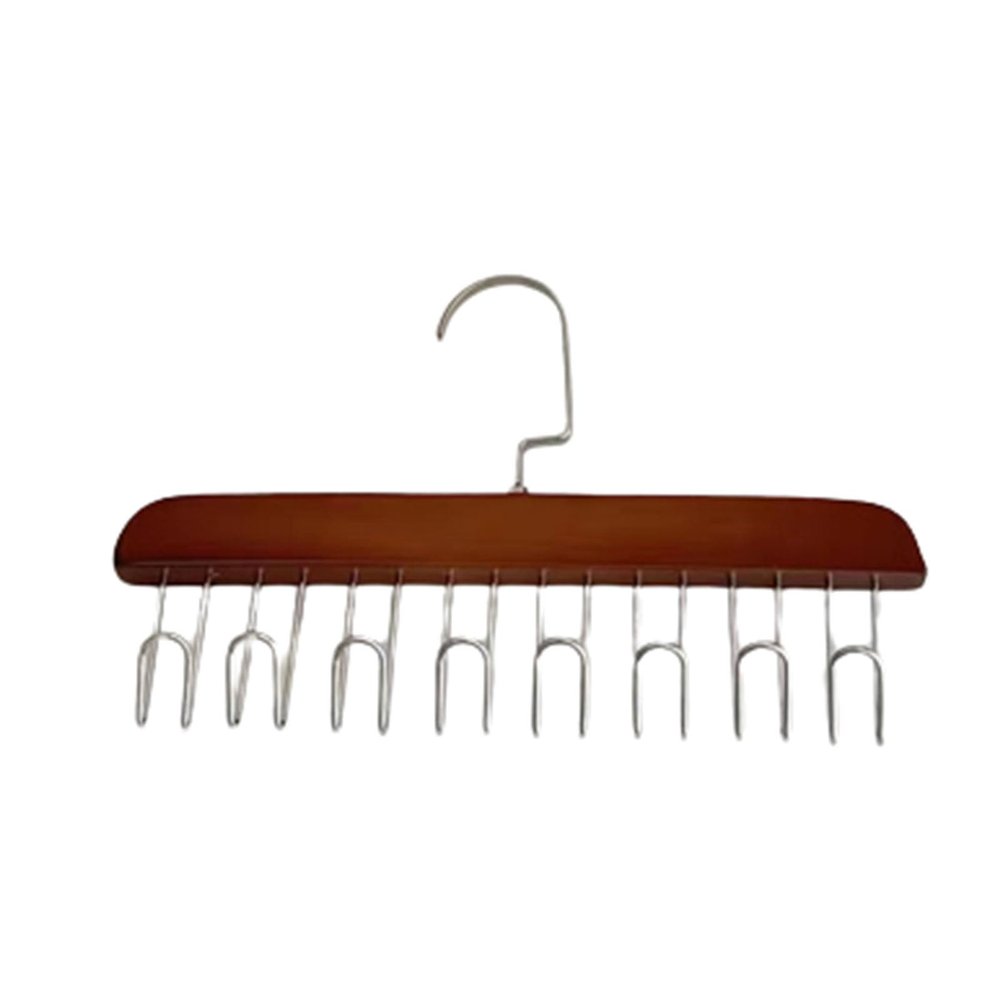 Coat Hangers for Clothes Adult 4 Pack Coathangers Space Saving Wood Heavy Duty Swivel Non Slip Wooden Multifunction with Hook for Storing Underwear Vests (28X19cm,B)