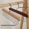 Coat Hangers for Clothes Adult 4 Pack Coathangers Space Saving Wood Heavy Duty Swivel Non Slip Wooden Multifunction with Hook for Storing Underwear Vests (28X19cm,B) view 3
