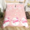Manfei Kawaii Snowman Duvet Cover Set King Size, Cute Pink White Snowflake Comforter Cover with 2 Pillowcases, Christmas Theme Bedding Set 3pcs for Kids Girls Lightweight Bedspread Cover,No Comforter view 1