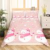 Manfei Kawaii Snowman Duvet Cover Set King Size, Cute Pink White Snowflake Comforter Cover with 2 Pillowcases, Christmas Theme Bedding Set 3pcs for Kids Girls Lightweight Bedspread Cover,No Comforter view 3