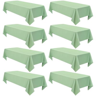 8 Pack Sage Green Polyester Tablecloth 60 x 102 inch Rectangle Table Cloth for 6 FT Tables,Washable Fabric Stain and Wrinkle Resistant Table Cover for Wedding Parties Banquet St. Patrick's Day