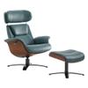 CHITA Genuine Leather Reclining Swivel Chair with Adjustable Headrest and Ottoman for Living Room, Teal view 1
