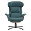 CHITA Genuine Leather Reclining Swivel Chair with Adjustable Headrest and Ottoman for Living Room, Teal view 4
