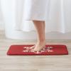 White Snowflakes Bathroom Rug Christmas Red Bath Mat Non Slip Machine Washable Snowflake Pattern Shower Rugs New Year Home Decorations Soft Water Absorbent Floor Mats 16"x24" view 2