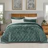 EVERGRACE Luxury Crushed Velvet Quilt Set King Size, Diamond Quilted Lightweight Velvet Comforter, Ultra Soft Oversized Bedspread Coverlet Bedding Set for All Season, with 2 Pillow Shams, Dark Green view 1