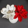 Algado 6Pcs Glitter Artificial Poinsettia Flowers, 6.3inch Christmas Glitter Poinsettia Flowers, Poinsettia Christmas Tree Ornaments Christmas Floral Picks for Xmas Wreath Wedding Party(White) view 3