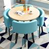 OCAZI Kitchen Dining Table Set Round Breakfast Bar Round Furniture Table and Chair Set Round Conference Table, 1 Table and 4 Chairs 5 Piece Set for Dinning Room/Kitchen 80x75cm/31.5x29.5in(WxH) #6 view 1
