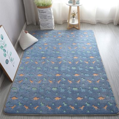 Osifoo Unique Area Rugs, Glow in The Dark Rug Luminous Carpet for Kids Bedroom, Cute Little Blue Dinosaur 4.6x6.6 Feet