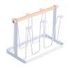 Niiyen Cup Drying Rack Mug Cup Holder Stand Wooden Handle Electroplating Iron Art Countertop Drainer 10.9oz Bottles Organizer for 6 Bottles Cups Mugs(White) view 1
