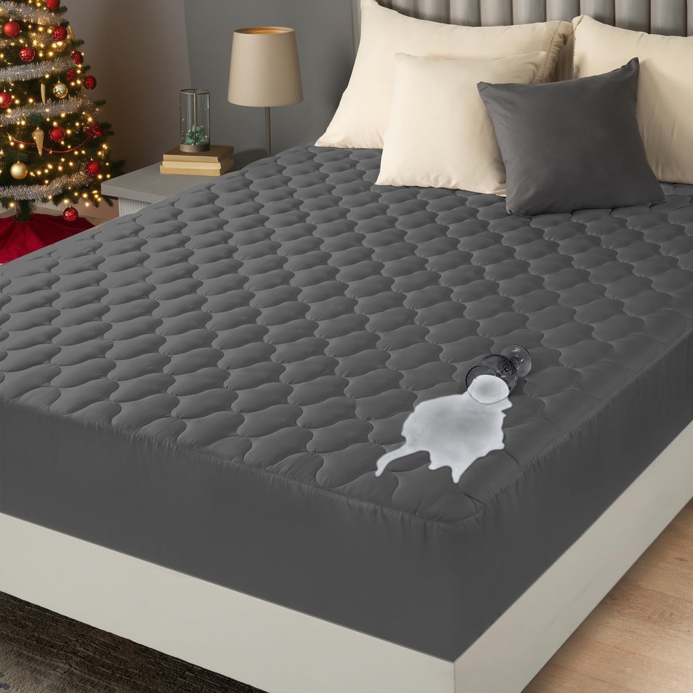 Utopia Bedding Waterproof Mattress Protector, King Mattress Pad, Quilted Fitted Cover Stretches up to 16 Inches Deep (Grey)