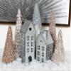 Sweet Summer Living Tabletop Farmhouse Decor, Tin Houses, Christmas Display Village House 14 Inch Height X 5.25 Inch Width X 4.25 Inch Length Metal Galvanized Antique Gray view 3