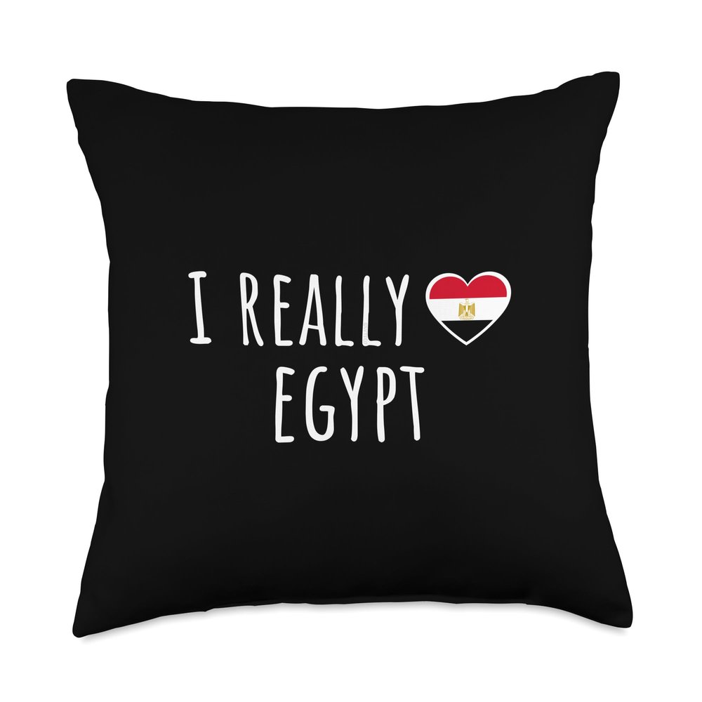 Cute Funny Country Flag (Egypt) I Really Love (Heart) Egypt Throw Pillow, 18x18, Multicolor