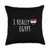 Cute Funny Country Flag (Egypt) I Really Love (Heart) Egypt Throw Pillow, 18x18, Multicolor view 1
