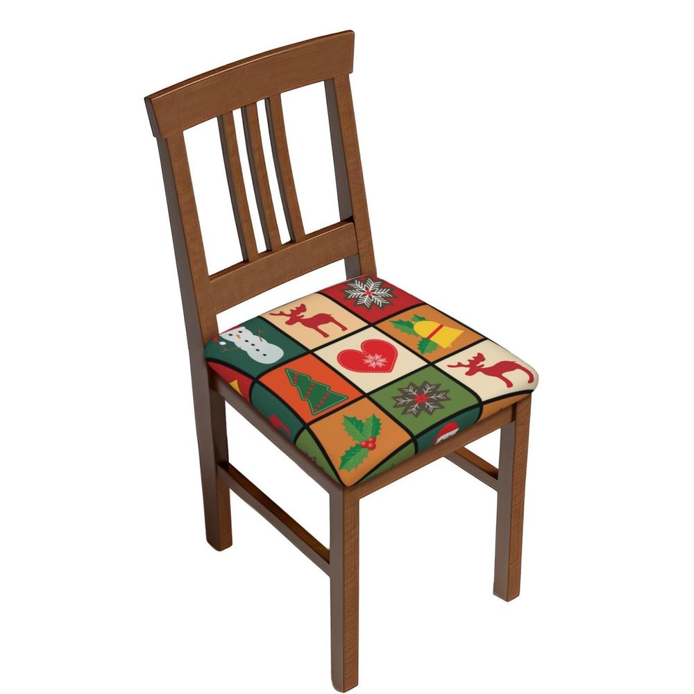 4Pcs Christmas Square Stool Cover Stool Seat Cover Elastic Bar Stool Slipcover Washable Bar Chair Cover Home Dcor Gifts Presents