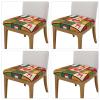4Pcs Christmas Square Stool Cover Stool Seat Cover Elastic Bar Stool Slipcover Washable Bar Chair Cover Home Dcor Gifts Presents view 2