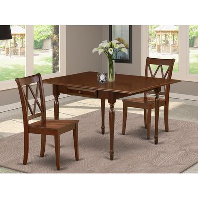 HomeStock Small Space Dinette Set - 3 Piece Dining Table & Chairs - Modern Kitchen Table Set - Mahogany Finish
