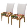 2Pcs Christmas Square Stool Cover Stool Seat Cover Elastic Bar Stool Slipcover Washable Bar Chair Cover Home Dcor Gifts Presents view 2
